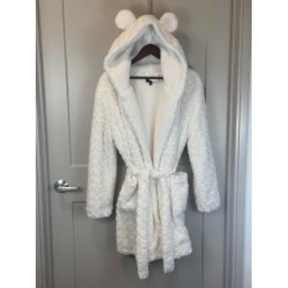 TOPSHOP Plush Ivory Teddy Bear Ear Hooded Robe size 8-10‎